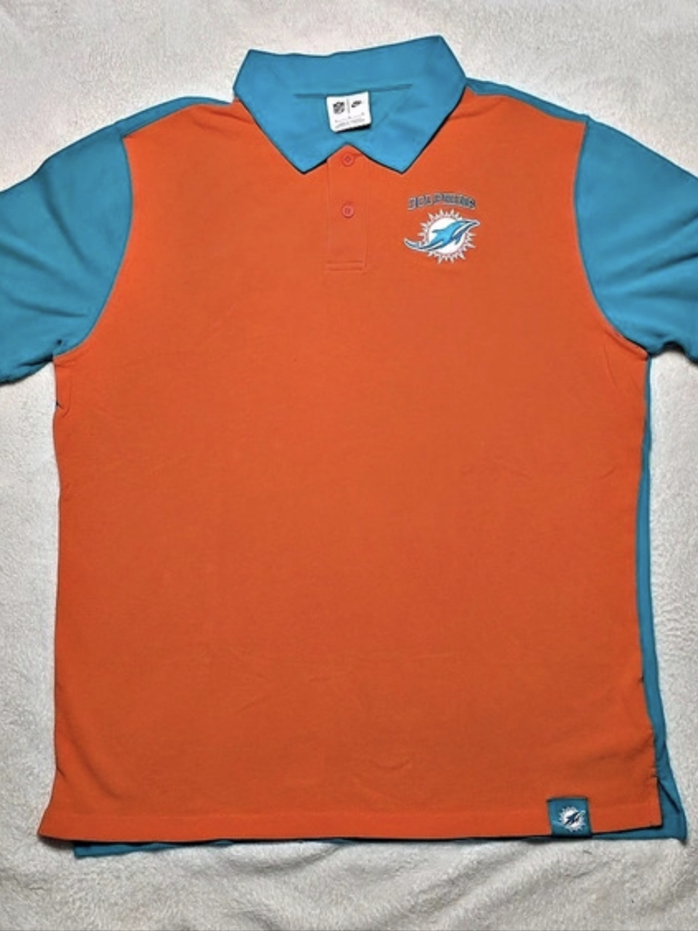 Nike Miami Dolphins NFL Sideline Tour Polo Orange & Blue Large